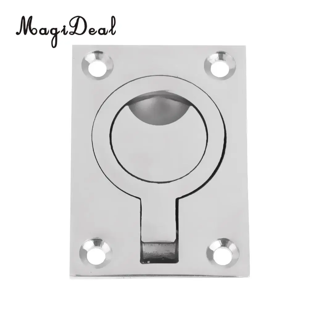 MagiDeal New Durable Stainless Steel Boat Hatch Latch Cabinet Flush Mount Ring Pull Handle 62x43mm Marine Surfing Hardware Acce