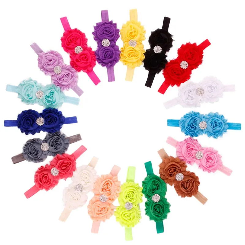 

17 colors for choose Girls Infant Hair Band artificial flowers headband Hair Accessories decorations flowers satin #