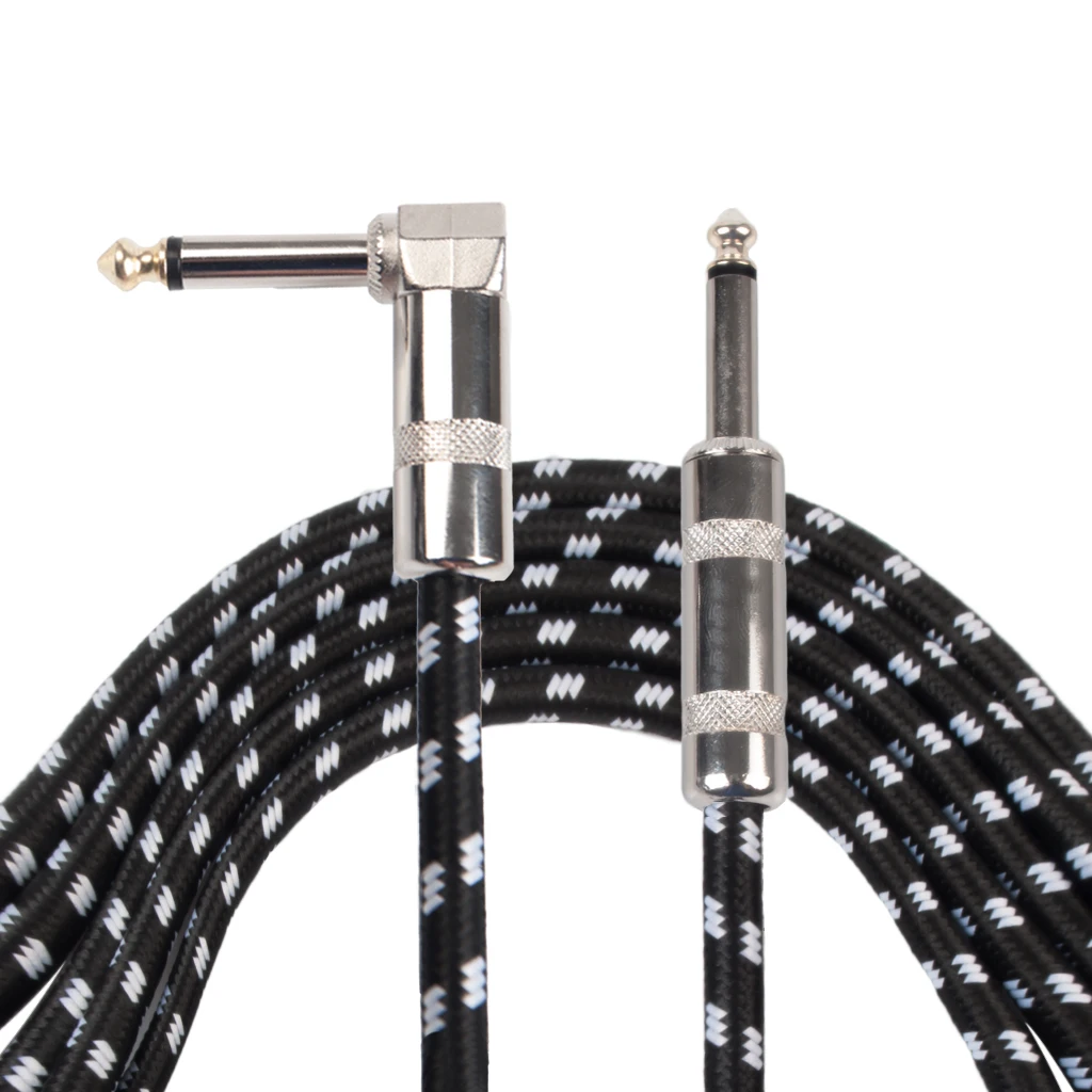 

Electric Guitar Audio Cable 6M 20 Feet Bass Guitarra Cable Jack Cord 1/4 Inch Straight to Angle Plug Cable