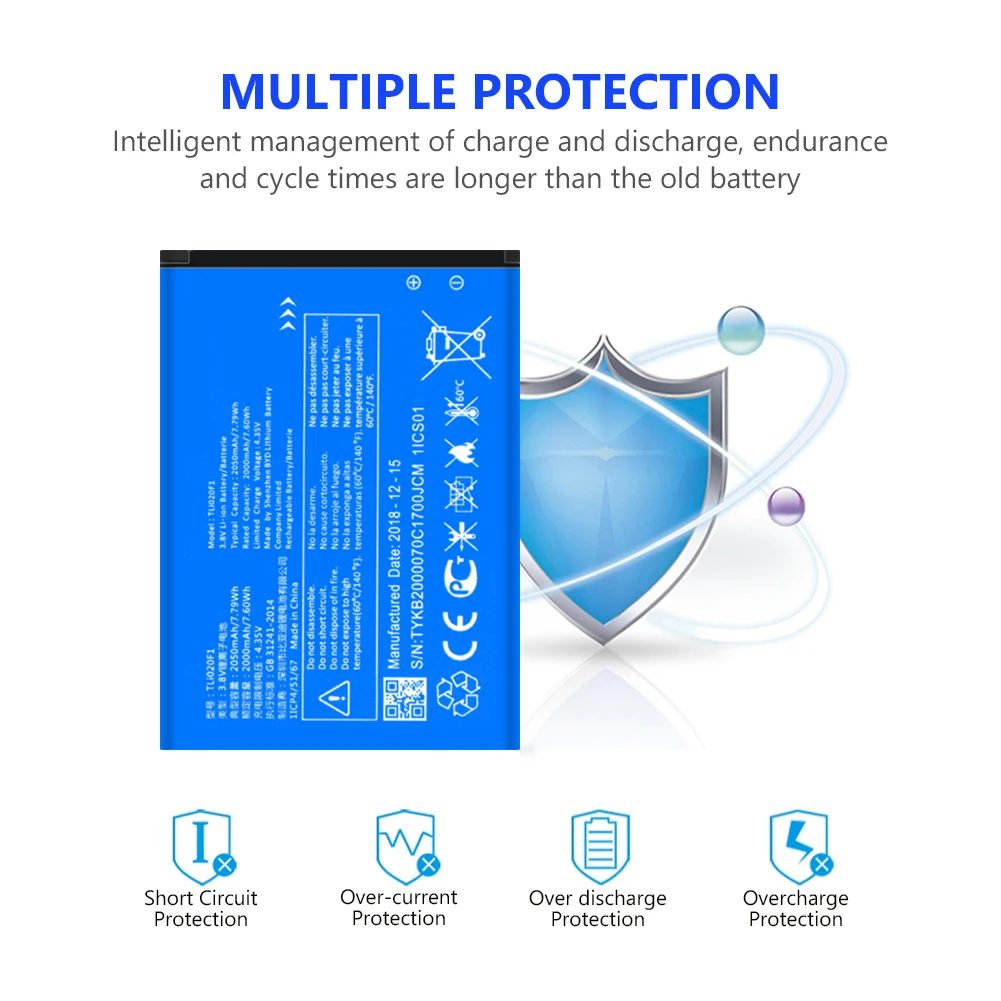 TLi020F1 запасные батареи для мобильного телефона 2050mAh Alcatel PIXI 4 5045D / One Touch Pop 2 5042D C7 7040 OT
