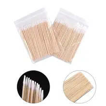 100 шт 7 см одноразовые деревянные ватные тампоны для ресниц косметический макияж для глаз чистый острый хлопок чистящие палочки для татуировки