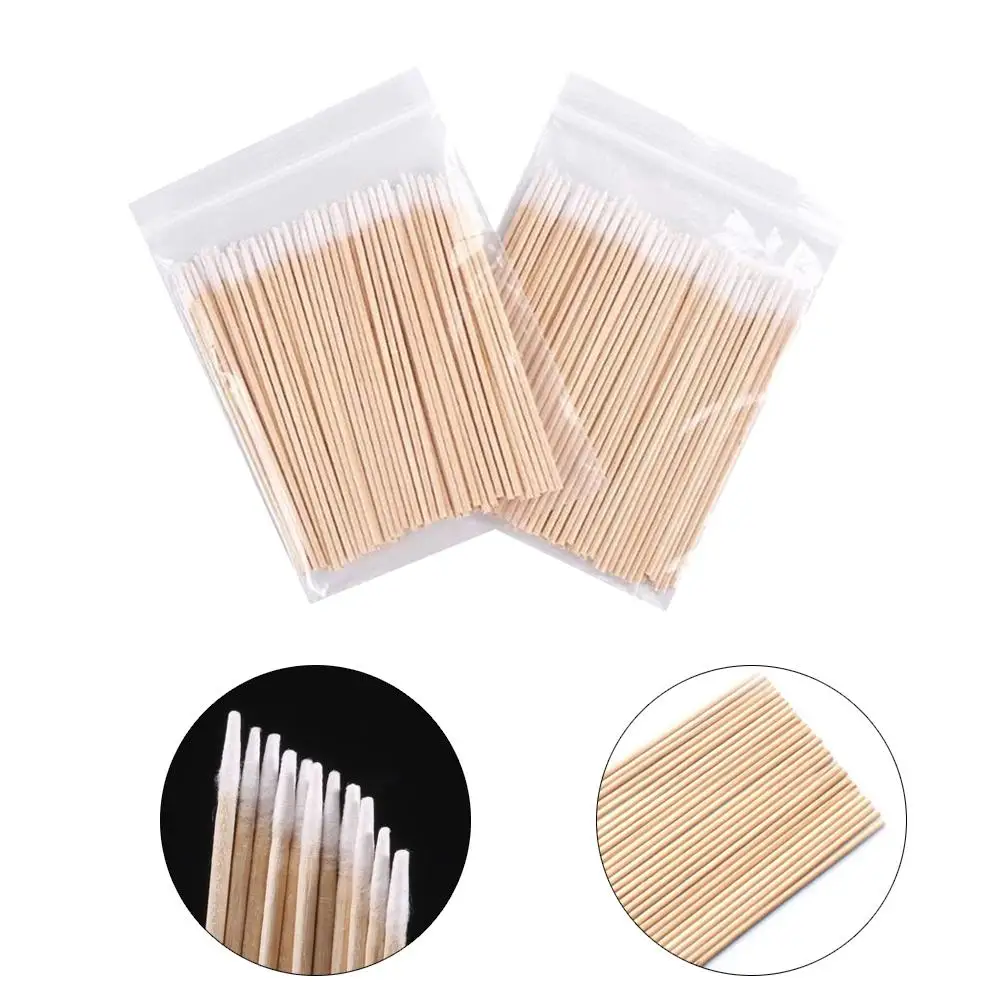 

100PCS 7CM Disposable Wood Cotton Swabs Eyelash Eyes Makeup Cosmetic Clean Pointed Cotton Swab Sticks For Tattoo