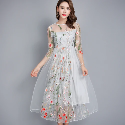 Fitaylor 2018 Fashion Embroidery Floral Plus Size Women Dress For Summer Casual Long Dress Vintage Evening Party Dresses Mujer Fitaylor 2018 Fashion Embroidery Floral Plus Size Women Dress For Summer Casual Long Dress Vintage Evening Party Dresses Mujer