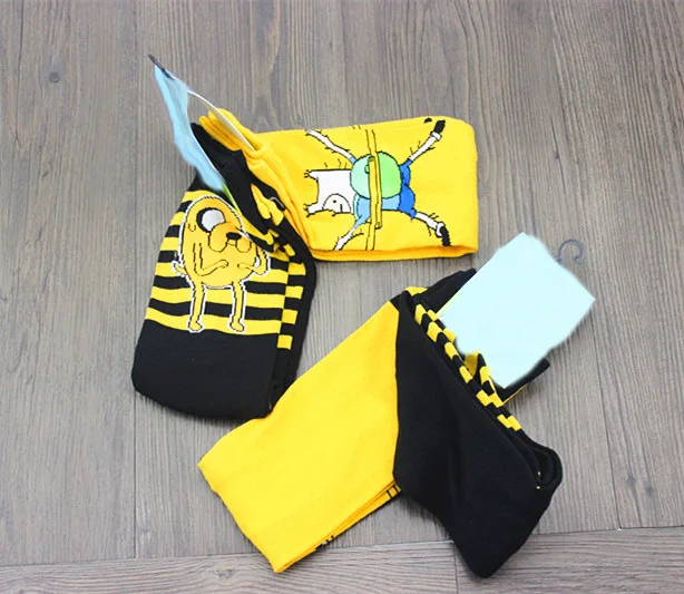 Cute anime cartoon adventure socks yellow street role playing cotton comics female men socks party novelty interesting spring