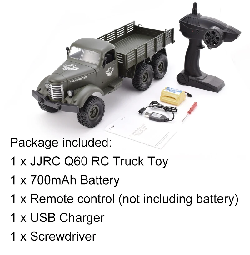 JJRC Q60 2,4G RC 1:16 машинный с дистанционным управлением 6 колесный привод гусеничный внедорожный военный Радиоуправляемый грузовик электрическая игрушка для детей RC подарок