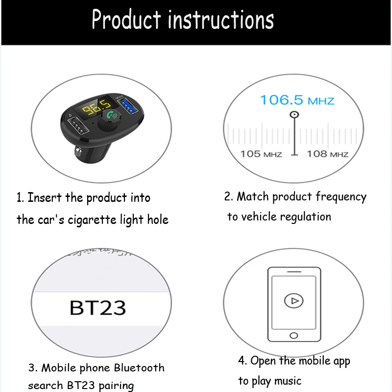 Автомобильный MP3-плеер Многофункциональный bluetooth-приемник музыка u-диск автомобильный прикуриватель автомобильное зарядное устройство Быстрая зарядка