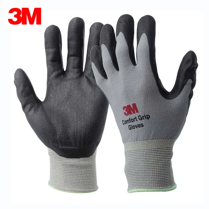 3M Work Gloves Comfort Grip Nitrile Foam Coated Anti slip Wear