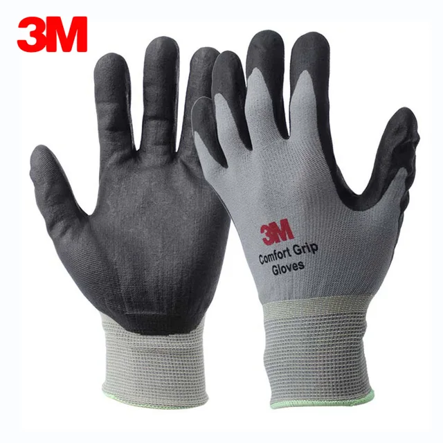 3M Work Gloves Comfort Grip Nitrile Foam Coated Anti slip Wear