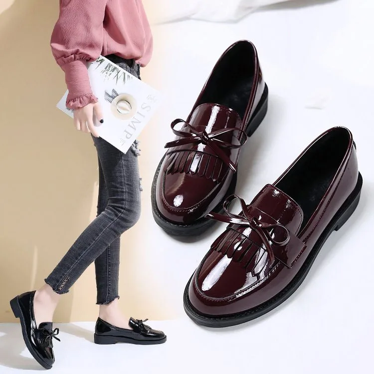 LIHUAMAO; Пенни-лоферы в британском студенческом стиле; женская обувь на плоской подошве; модельные вечерние туфли на плоской подошве с кисточками для офиса