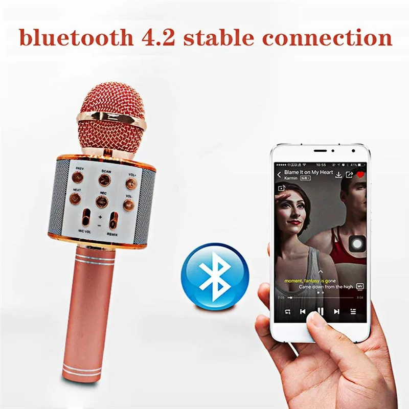 Беспроводной микрофон Динамик Bluetooth профессиональный ручной микрофон Mic TF плеера пение Регистраторы КТВ Микрофон W858