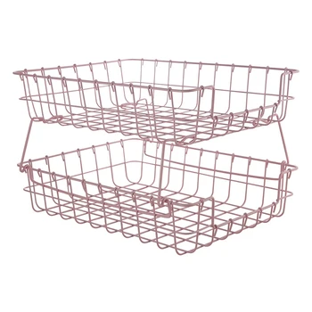 

1PC Two layer Storage Rack Bathroom Kitchen Household Iron Storage Holder for Fruit Toys Sundries Books