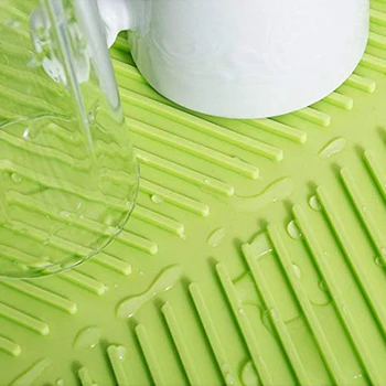 

Quality Silicone Dish Drying Mat Flume Folding Draining Mat,Rectangle Drain Mat Drying Dishes Pad Heat Resistant Non-Slip Tray