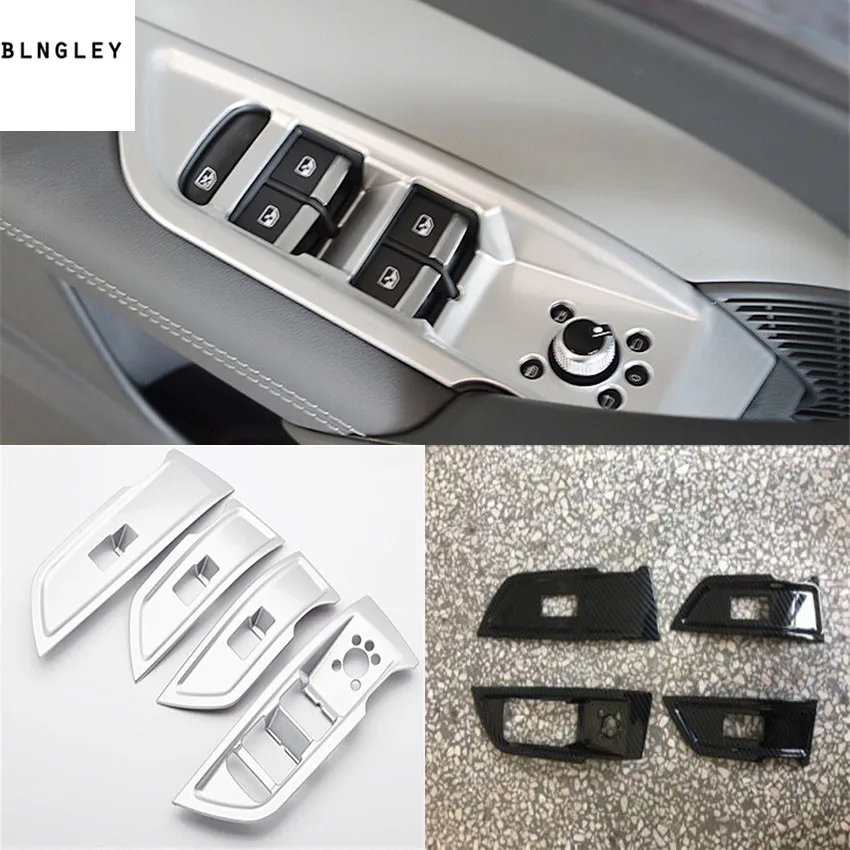 

4pcs/lot ABS Chrome or carbon fiber grain car Window lift switch panel decoration cover for 2018 AUDI Q5 car accessories