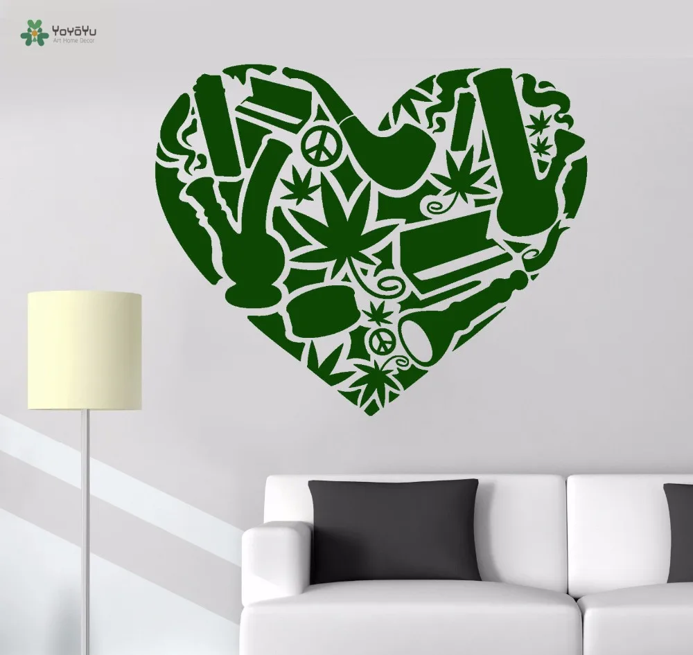 

YOYOYU Vinyl Wall Decal Maple Leaf Peace Love Heart Living Room Art Vintage Removable Home Decoration Stickers FD339