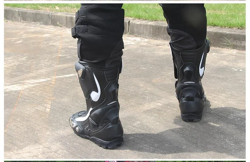 Мотоботы Pro biker SPEED Bikers Moto Racing boots кожаные высокие ботинки для мотокросса черные/белые/красные B1002