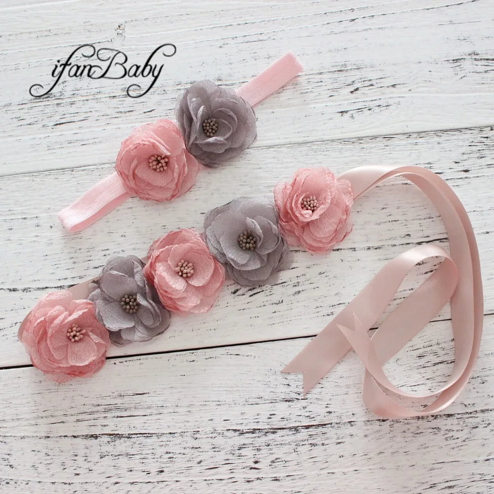 

Sweet women belt ,girl flower sash belt,wedding sash ,burn Sash belt matching burn fabric flower headband 1 SET