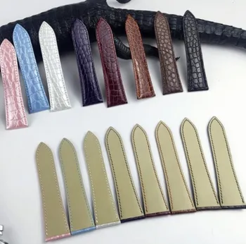 

16mm 18mm 20mm 22mm White Alligator Genuine leather watchband Luxury watch belt strap wristwatches band male red For Tank