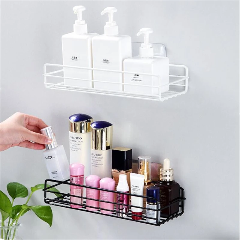 

1PC Bathroom Storage Shelf Free Punching Household Wrought Iron Multifunctional Kitchen Toilet Vanity Wall Hanging Storage Rack
