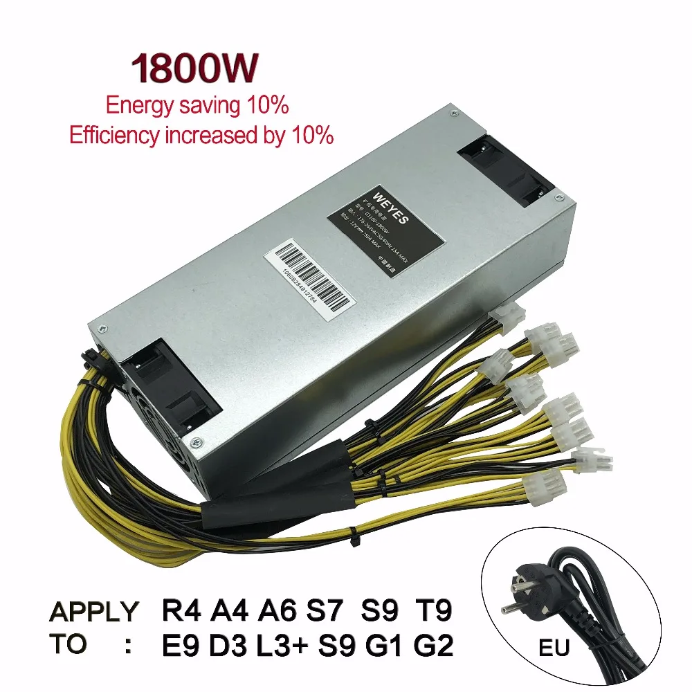 

Original Bitmain 1800w power supply 6PIN*10 Antminer APW3++-12-1600,ETH PSU,antminer S9 S7 L3 BTC LTC DASH miner power supply