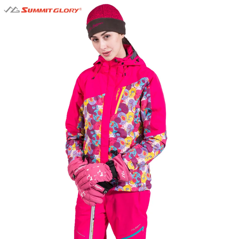 

Women's Skiing Jackets New Arrival 2017 Outdoor Clothing Print Hooded Jackets Sportswear Coats Brand Clothes Warm Waterproof