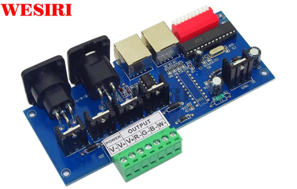 DC12V 24V 4 канала DMX512 декодер 4CH RGBW светодиодный контроллер с RJ45 для светодиодные