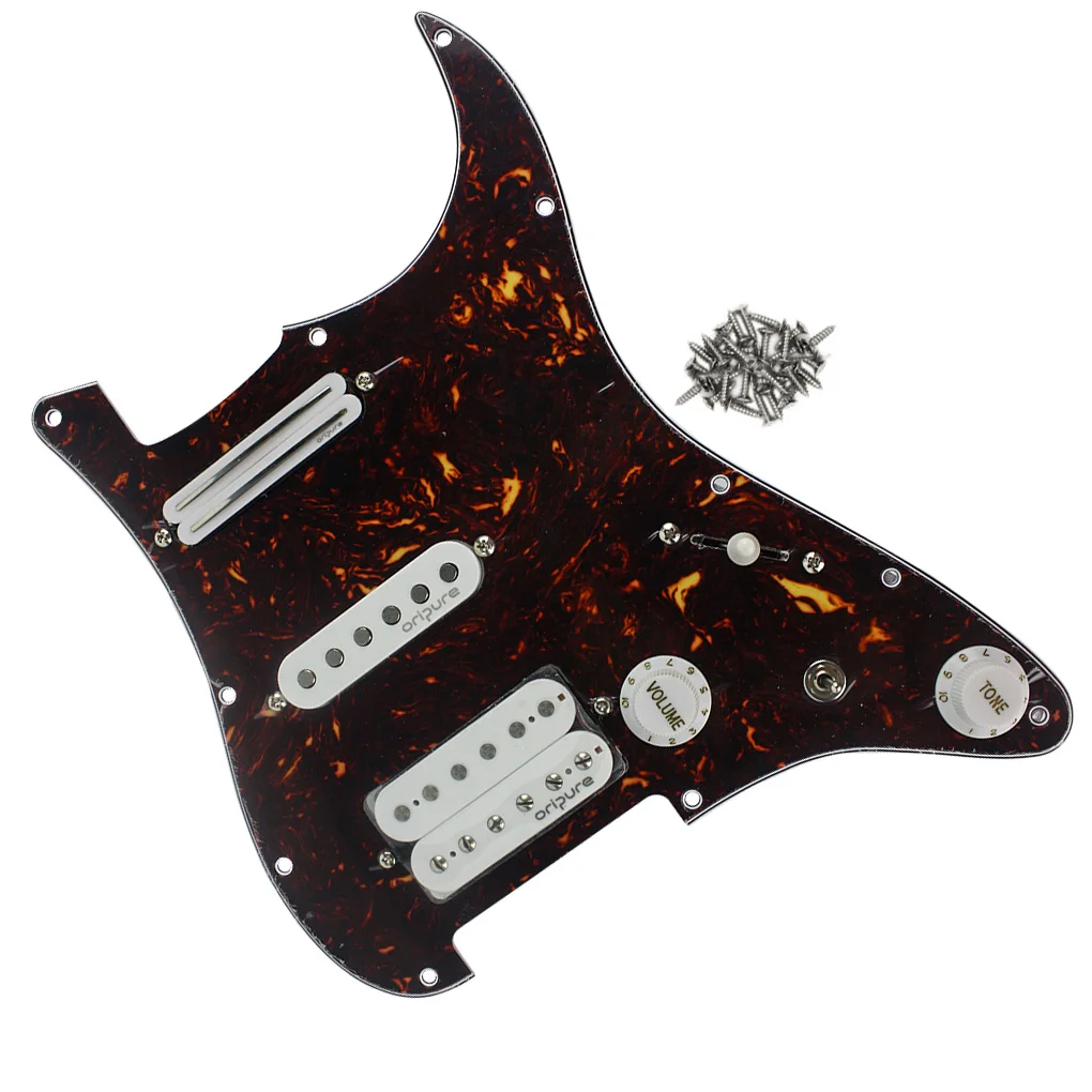 OriPure 4Ply SSH Loaded Prewired Guitar Pickguard Strat Brown Tortoise Set Alnico 5 Humbucker Pickups For Electric | Спорт и