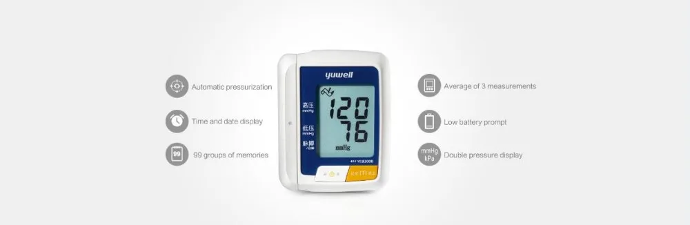 Yuwell YE8300B бытовой Монитор артериального давления автоматический цифровой ЖК-дисплей измерения артериального давления на запястье инструмент для ухода за здоровьем