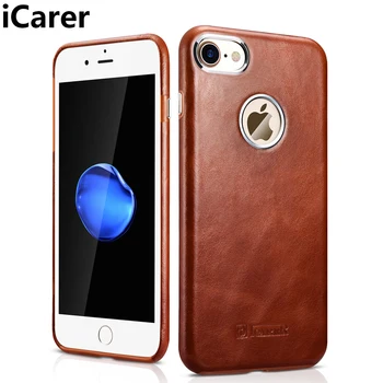 

iCarer For iPhone 7 Case Cover Luxury Slim Retro Genuine Leather Hard Protective Armor Phone Case for iPhone 7 Back Cover Funda