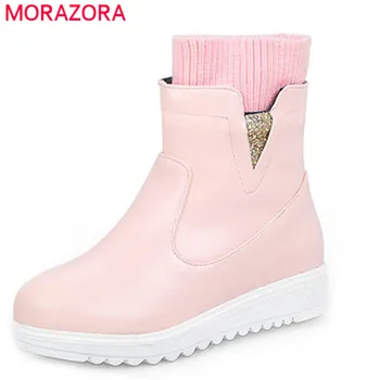 

MORAZORA 2020 new fashion shoes woman round toe ankle boots keep warm autumn winter boots women comfortable flat platform boots