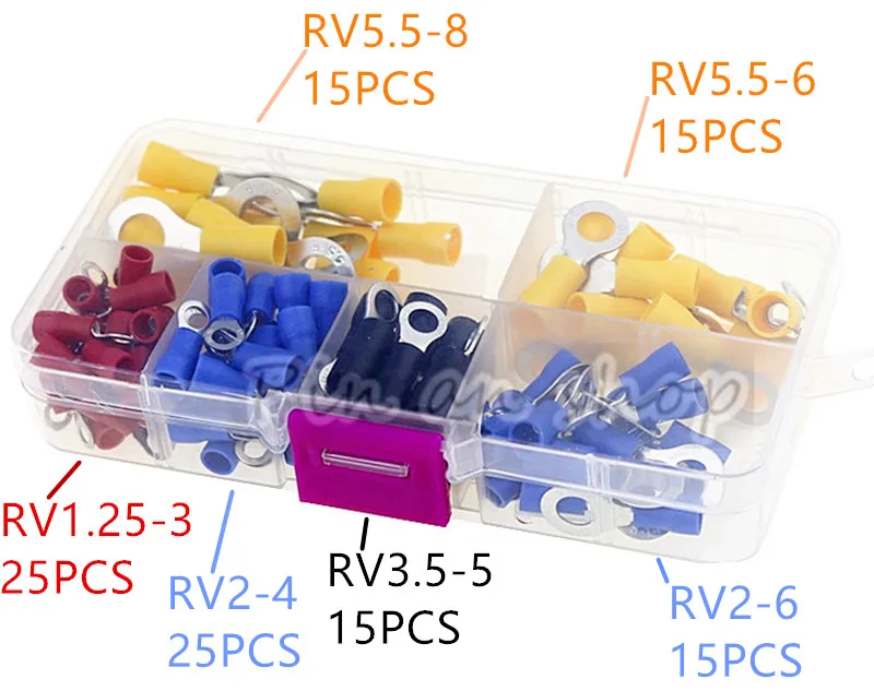 110 шт. набор колец, медный обжимной соединитель, Изолированный Шнур, кольцевой конец, провода, клеммы, набор разъемов, кабель, провод, конне
