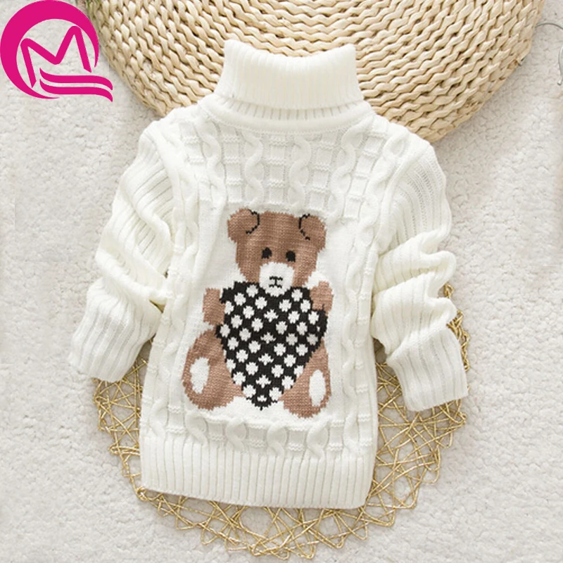 Autumn Winter Baby Girl Sweater Pullover Cartoon Cute Bear Sweaters  Knitwear Children Pullover Clothes Kids Turtleneck Outerwear - Sweaters -  AliExpress