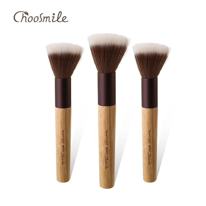 

Choosmile Powder Highlighting Stippling Brush Blush Cheek Highlighter Makeup Brush Wood Handle Face Contour Brush Cosmetic Tools