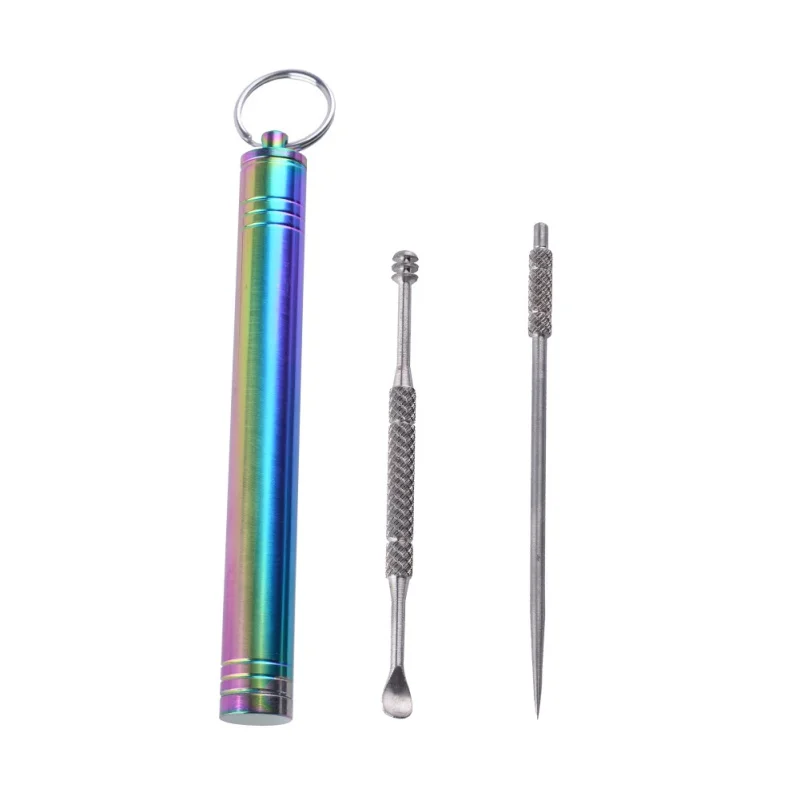 

Titanium Alloy Ear Spoon Toothpick Trave EDC waterproof Kit Tableware Dinnerware Sets Fruit Picks Rust-resistance Tools