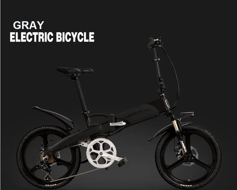 20 дюймов мини складной электрический велосипед 48V10AH литиевая батарея скрытая в рамке легкий алюминиевый сплав ebike pas путешествия bik - Цвет: GRAY