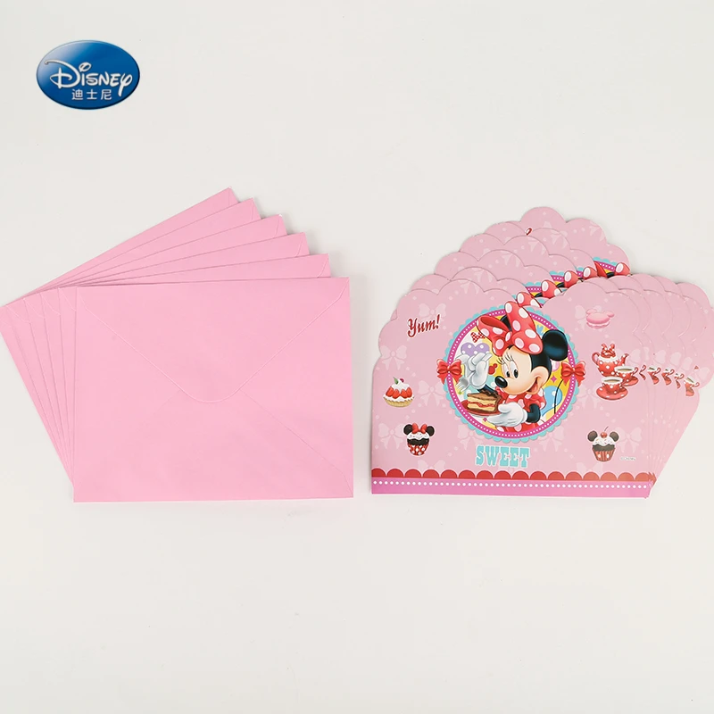 

12pcs Invite Cards + Envelope Disney Minnie Mouse Party Decorations Invitation Card Kids Birthday Party Supplies