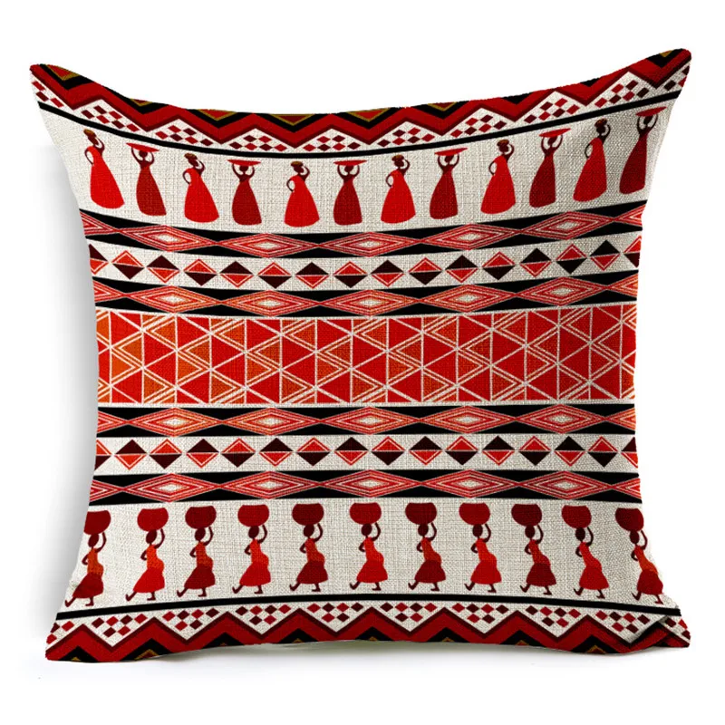 Vintage Cotton Linen Africa Geometry Stripe Wave Cushion Cover Bohemian Decorative Throw Pillows