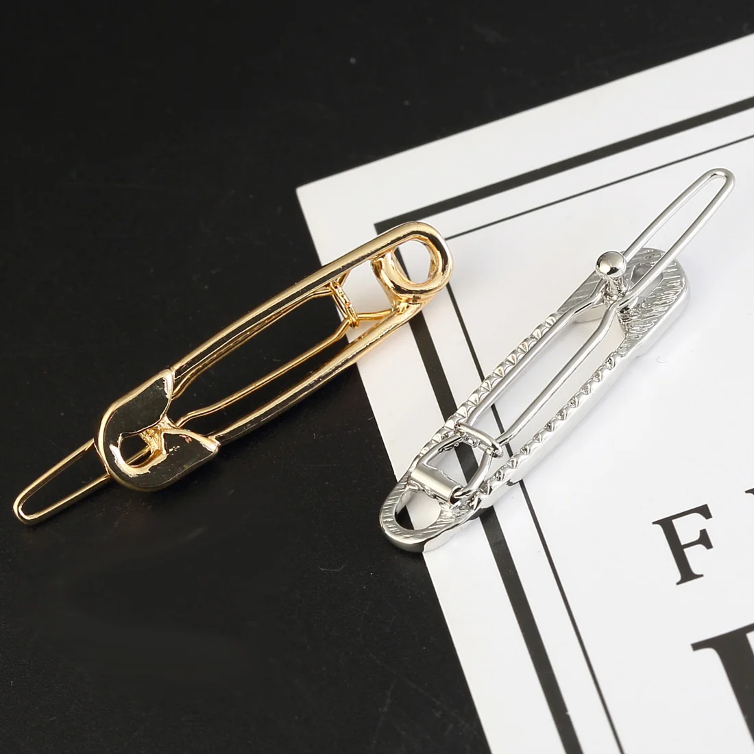 Pin Design Hair Clips Fashion Gold Silver Color Hair Jewelry For Baby Girls Women Gifts