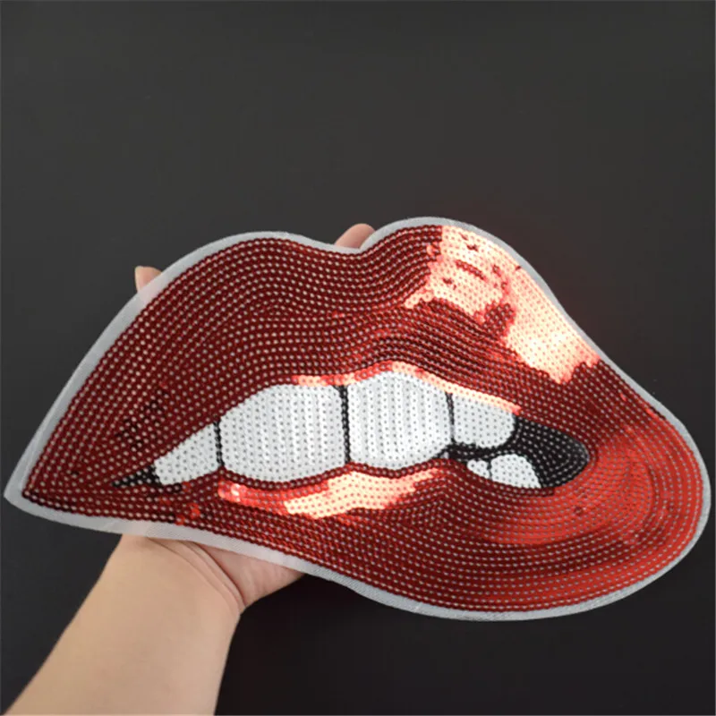Fashion patch 25cm sexy red lips suquins diy women embroidery patches Fashion patch 25cm sexy red lips suquins diy women embroidery patches