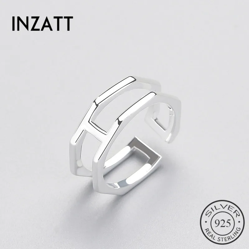 

INZATT Unique Personality Rhombus Line Ring Minimalist 925 Sterling Silver For Women Engagement Fashion jewelry New 2018 Gift