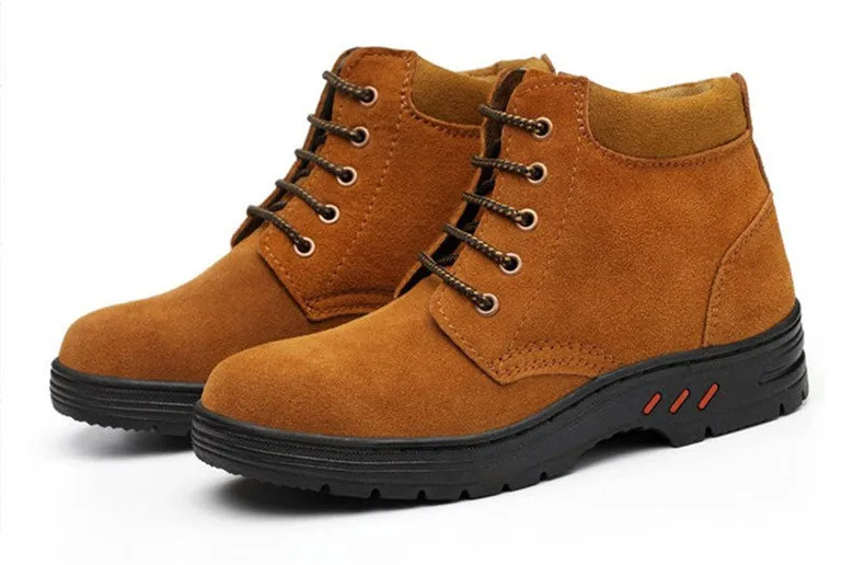 Для мужчин из флока и кожи со стальным носком, обеспечивают безопасность труда Для мужчин ботинки из водонепроницаемого материала; открытые ботильоны обувь; Мужская обувь; большие размеры 38-46 H101