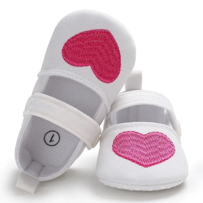 Baby Girls Princess Shoes Mary Jane Heart Shape Infant First Walkers Kids Soft Sole Crib Babe Dress Party Shoe