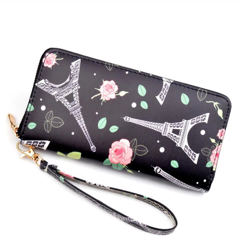 

Fashion Long Wallet Printing Eiffel Tower Coin Purse Women Wallets High Quality PU Leather Clutch Card Holder Carteira Feminina