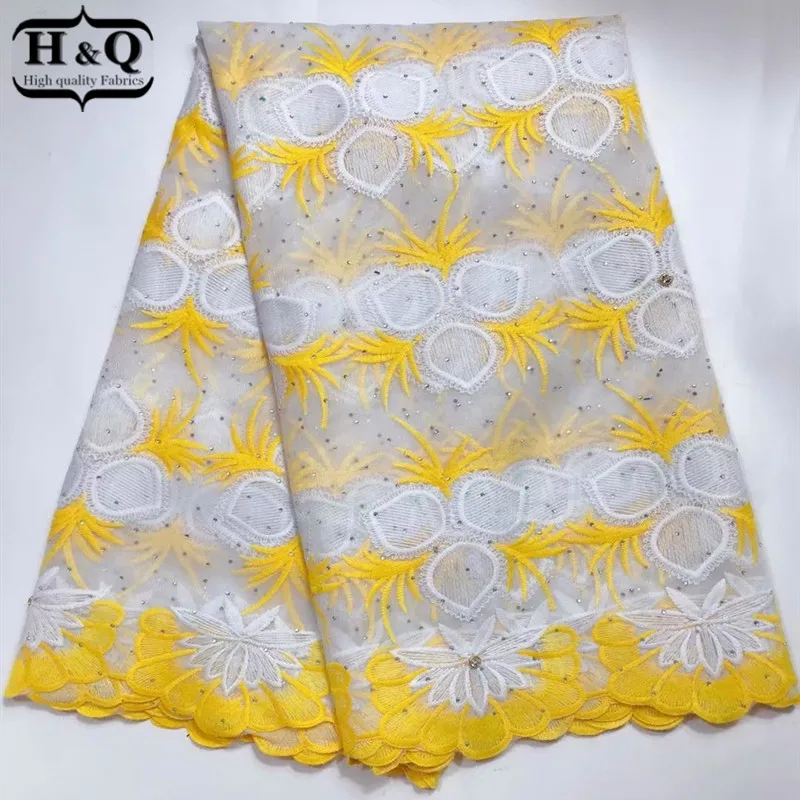 H & Q нигерийский гипюр молочный шелк вуаль кружевная ткань преобладающая французская сетка кружева со стразами и камнем для женщин