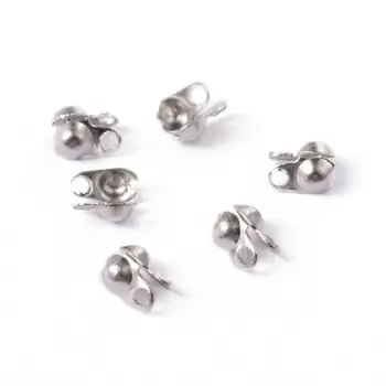

200pcs 304 Stainless Steel Bead Tips End Crimps Bead Calotte Ends Clamshell Knot Cover for DIY Jewelry Making 4x2mm Hole: 1mm
