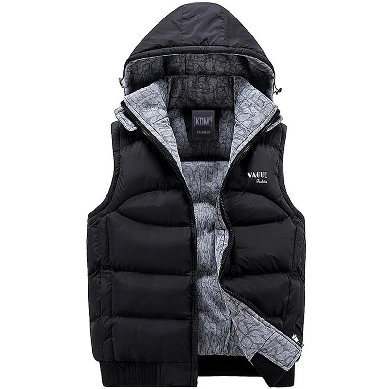 

New Men's Sleeveless Jacket Casual Vest Winter Fashion Hooded Coats Male Cotton-Padded Jacket Autumn Vest Men Thicken Waistcoat
