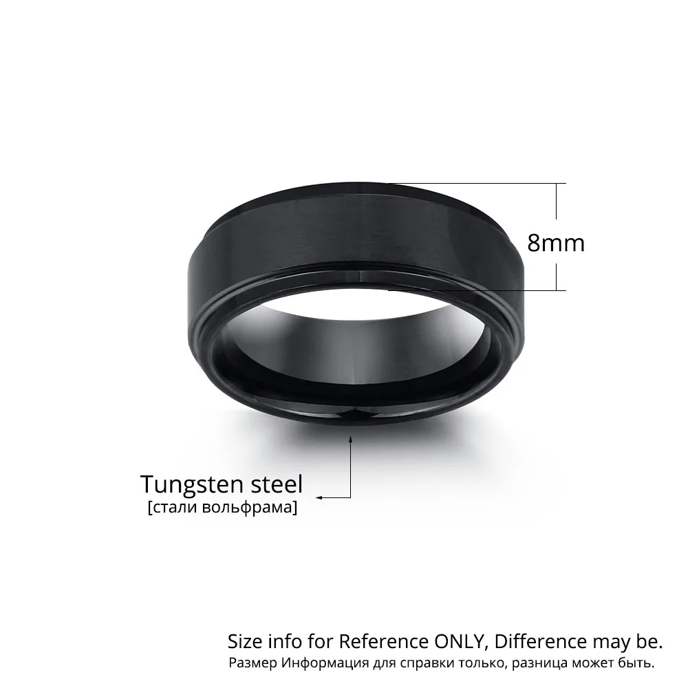 Personalized Engrave Tungsten Steel Ring Fashion Jewelry Black Men Rings For Party Gift for Husbands(JewelOra RI101913)