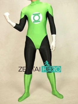 

Free Shipping DHL NEW Male Green And Black Lycra Catsuit Green Lantern Superhero Costume For Halloween Cosplay Costume GL0505