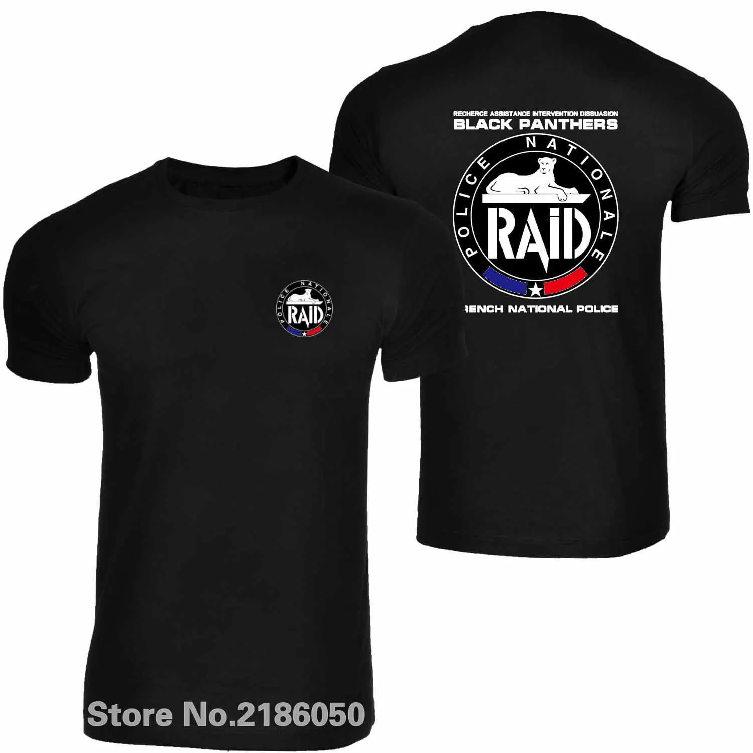 Raid French Police Мужская футболка антитеррористическая единица Gign черная футболка с круглым вырезом