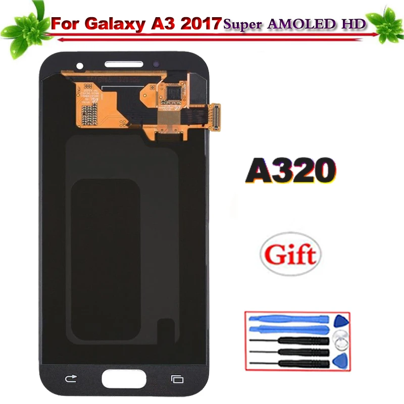 

for Samsung Galaxy A3 2017 A320 A320M A320F LCD display Touch Screen Digitizer Assembly Replacement Super Amoled for A320 lcd