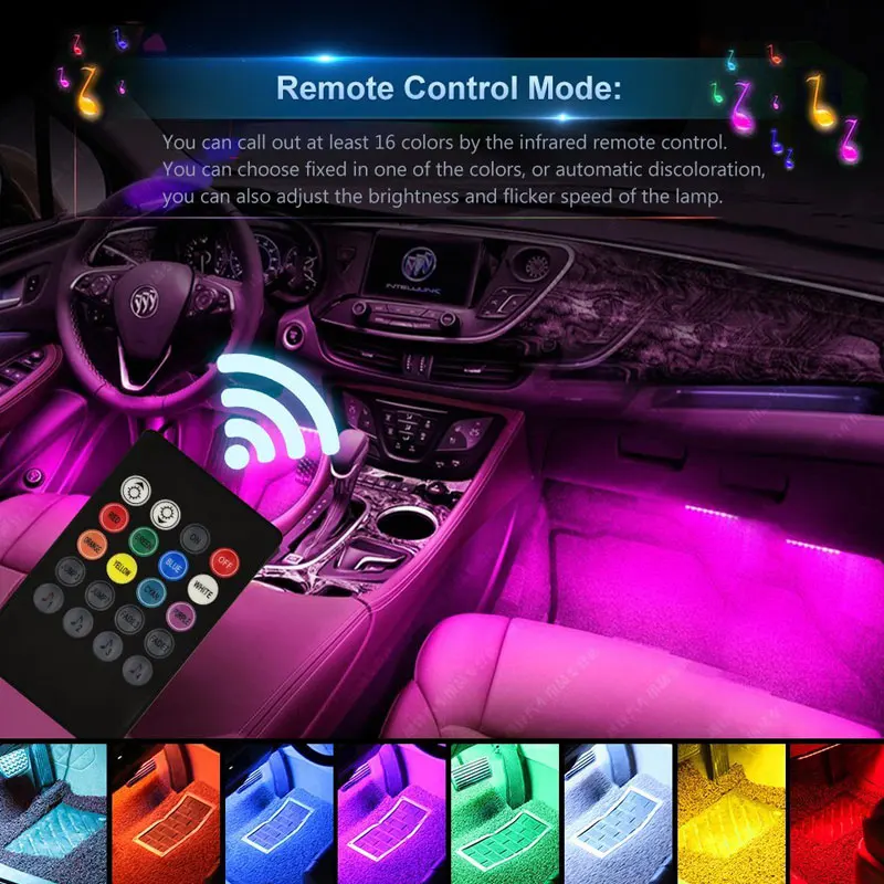 Для внутреннего оформления автомобиля неоновый свет Светодиодные разного цвета RGB голосовой датчик Звук Музыка Управление Декор лампа освещение автомобиля Стайлинг